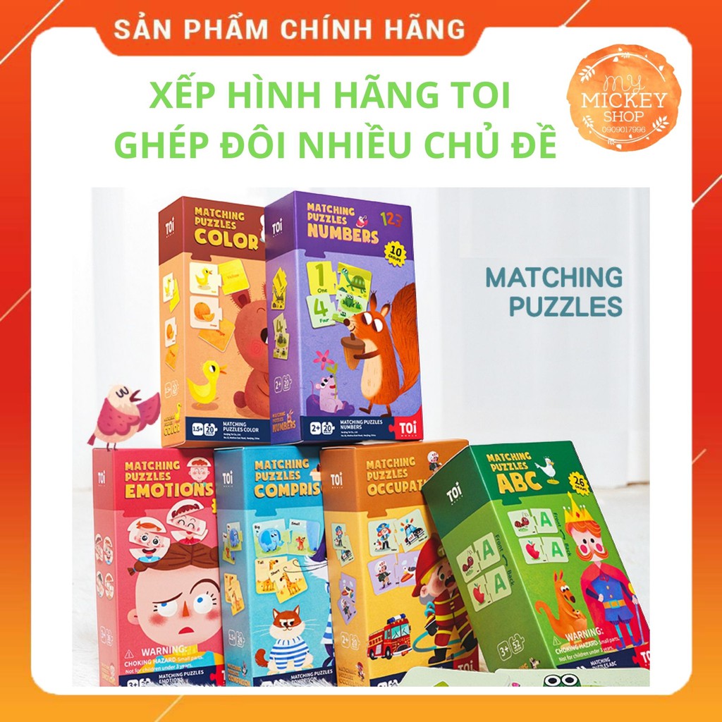 XẾP HÌNH Ghép đôi - Puzzle 2 mảnh cho bé từ 18 tháng tuổi chính hãng TOI nhiều chủ đề