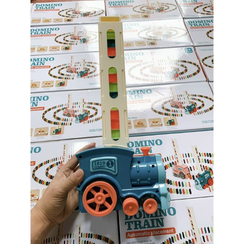 Xe đồ chơi tàu hỏa, xe lửa xếp domino tự động phát nhạc cho bé