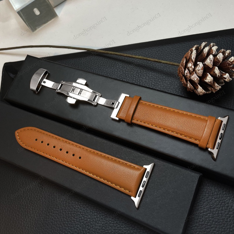 Dây Da HọA TiếT BướM 41 / 45mm Cho ĐồNg Hồ Apple Watch Series 7 6 5 4