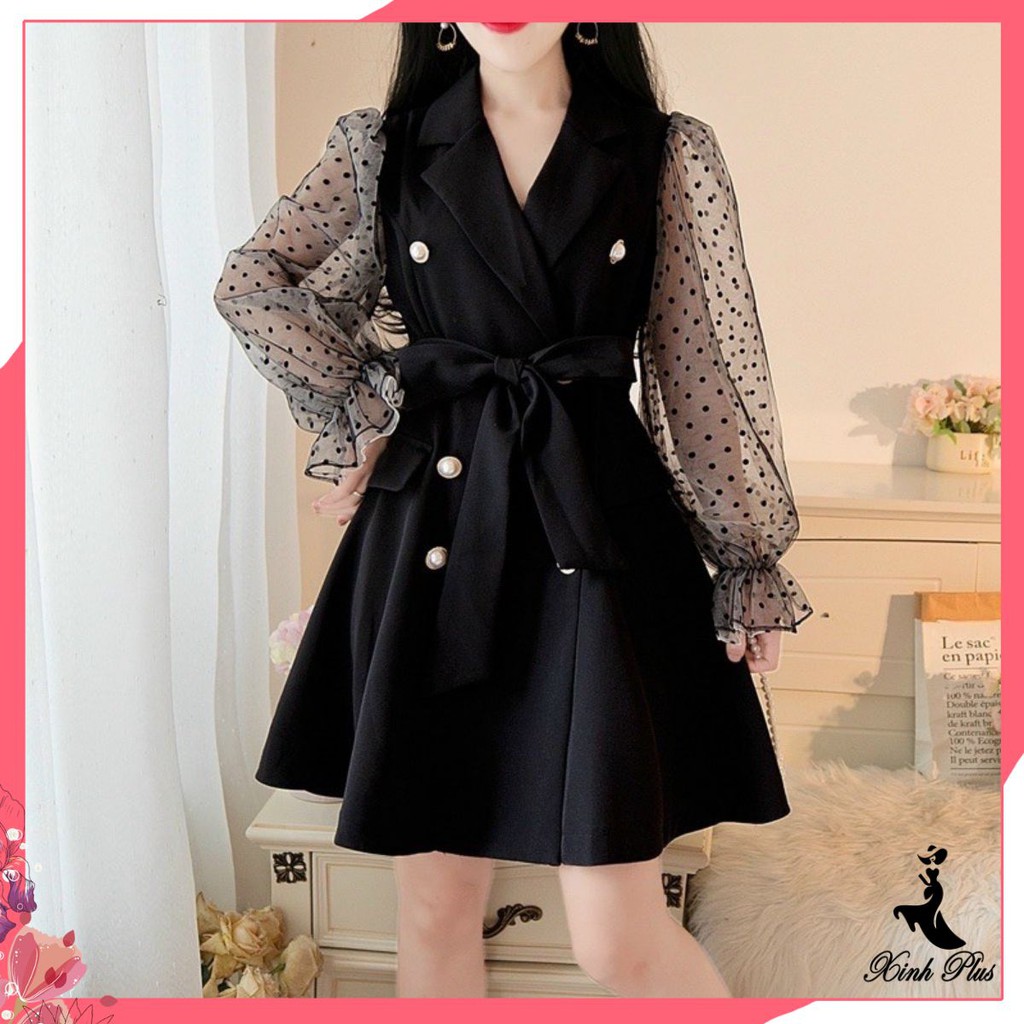 Đầm vest tay dài dập li sang chảnh
