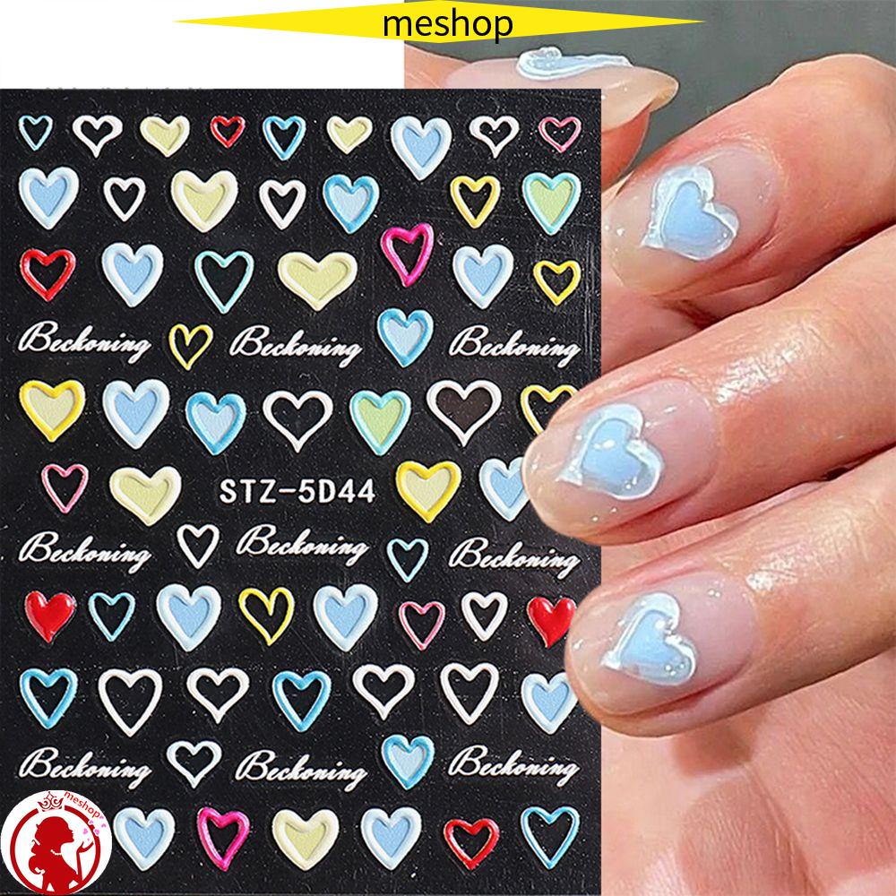 Miếng Dán Trang Trí Móng Tay Họa Tiết Bướm Trái Tim Dập Nổi 5D ME