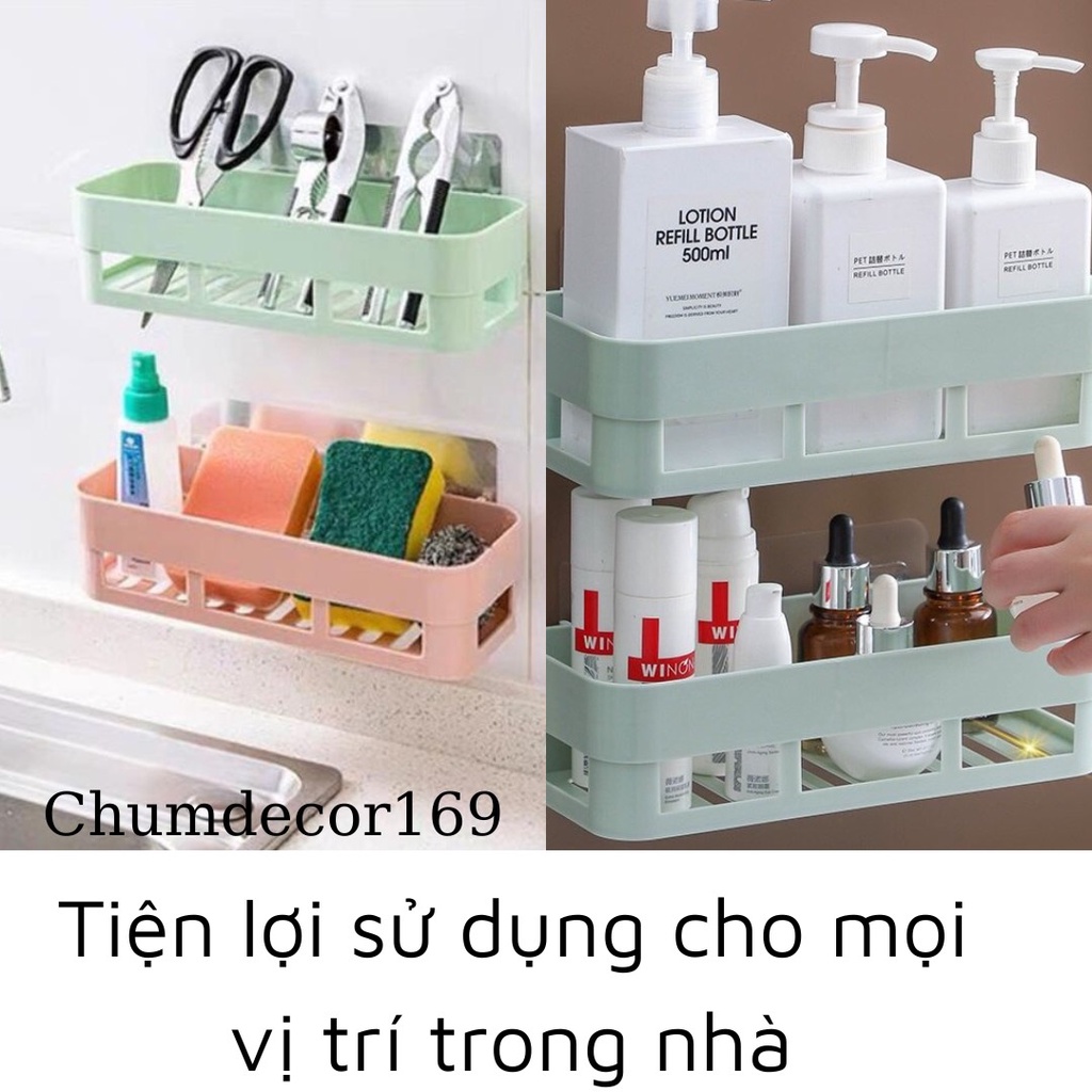 ( KÈM MÓC DÁN) Kệ nhựa thẳng dán tường để đồ dùng trong nhà gọn gàng A0.1