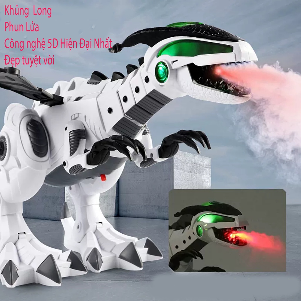 Khủng Long Robot Phun Khói - Lửa Điện xử dụng Pin