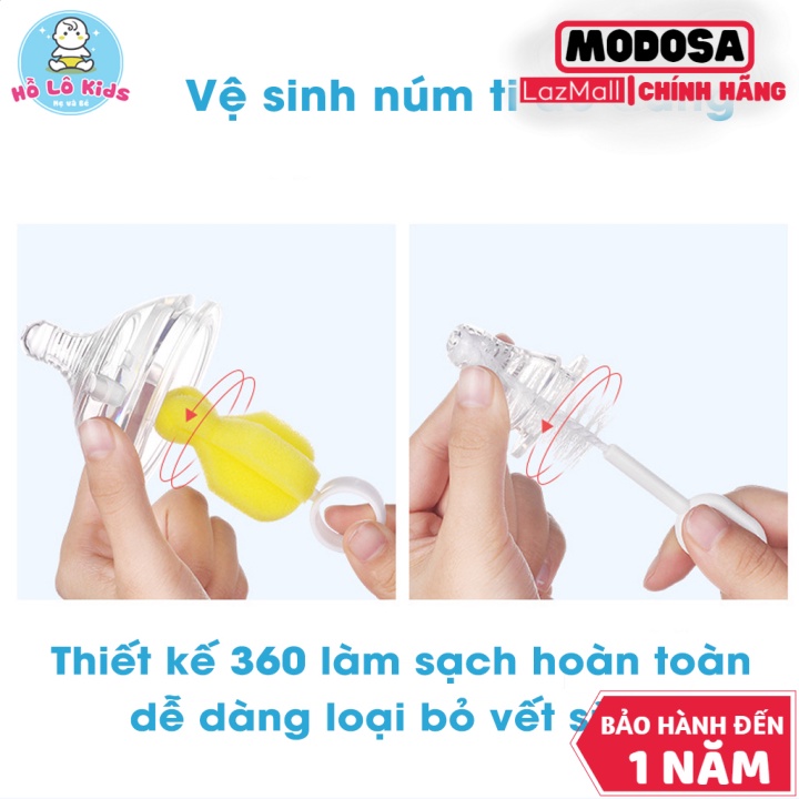 Bộ Cọ Bình Sữa Vouller Bọt Biển 6 Chi Tiết, Cọ Mút Xốp Rửa Bình, Núm Bình Cho Bé Hồ Lô Kids