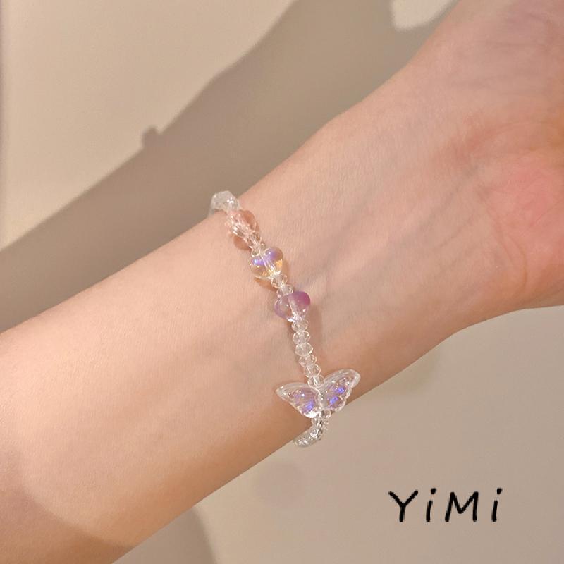 Vòng Tay Dây Thừng Đính Hạt Acrylic Nhiều Màu Hình Bướm Có Thể Điều Chỉnh Xinh Xắn