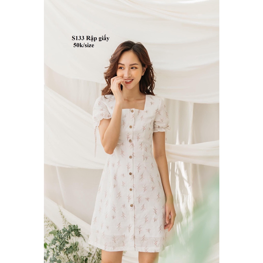 RẬP GIẤY S133 RẬP ĐẦM LIỀN CỔ VUÔNG( KHÔNG PHẢI BÁN QUẦN ÁO)