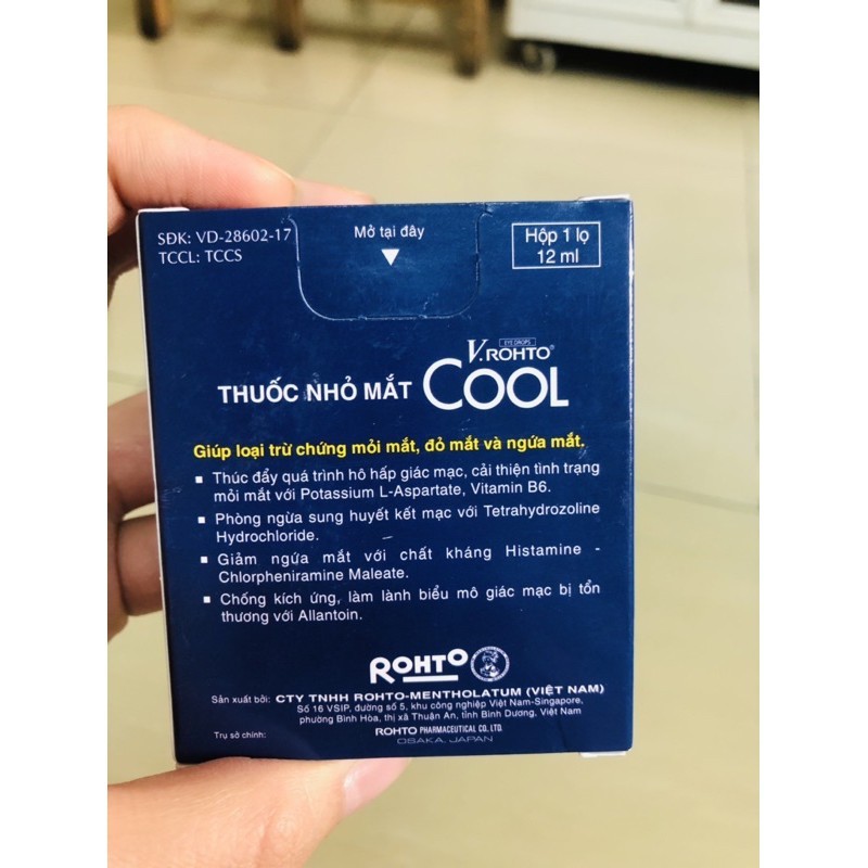 Nước nhỏ mắt V.ROHTO COOL (Chai 12ml) - Cảm giác mát lạnh, sảng khoái xua tan trạng thái mệt mỏi của mắt - cvspharmacy