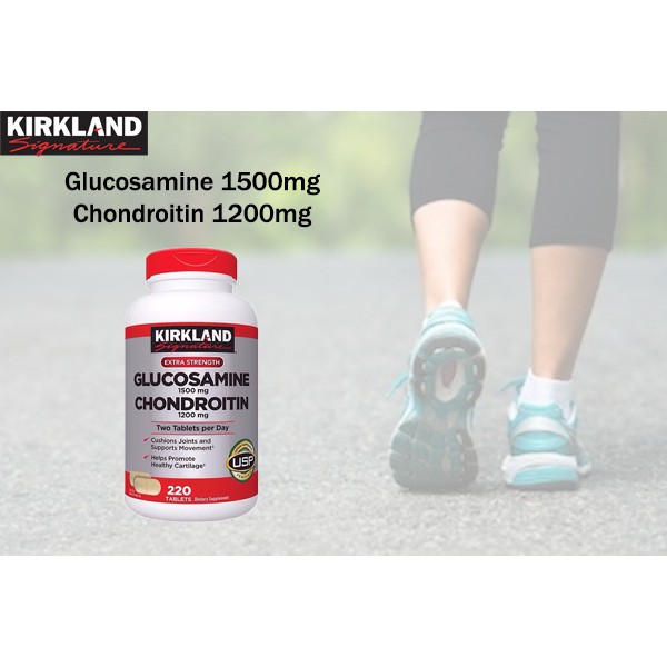 Kirkland Glucosamine 1500mg Chondroitin 1200mg hỗ trợ xương khớp (Chai 220 viên)