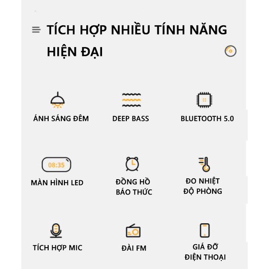 Loa bluetooth H8 kèm đồng hồ báo thức ,đo nhiệt độ, âm thanh siêu hay, bass trầm ấm, pin trâu