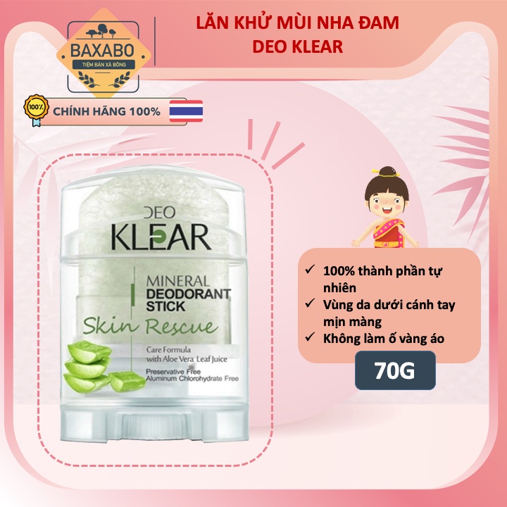LĂN ĐÁ KHOÁNG NHA ĐAM KLEAR MINERAL DEODORANT STICK - NỘI ĐỊA THÁI LAN - HÀNG CHÍNH HÃNG