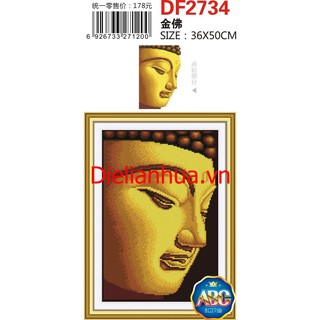 Tranh đính đá mặt PHẬT TỔ NHƯ LAI. Kích thước: 36x50cm