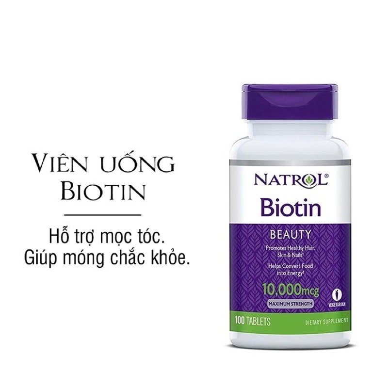 [HSD 07/2023] Viiên uống đẹp Da Tóc &amp; Móng Natrol Biotin Beauty 10,000mg của Mỹ 100 viên