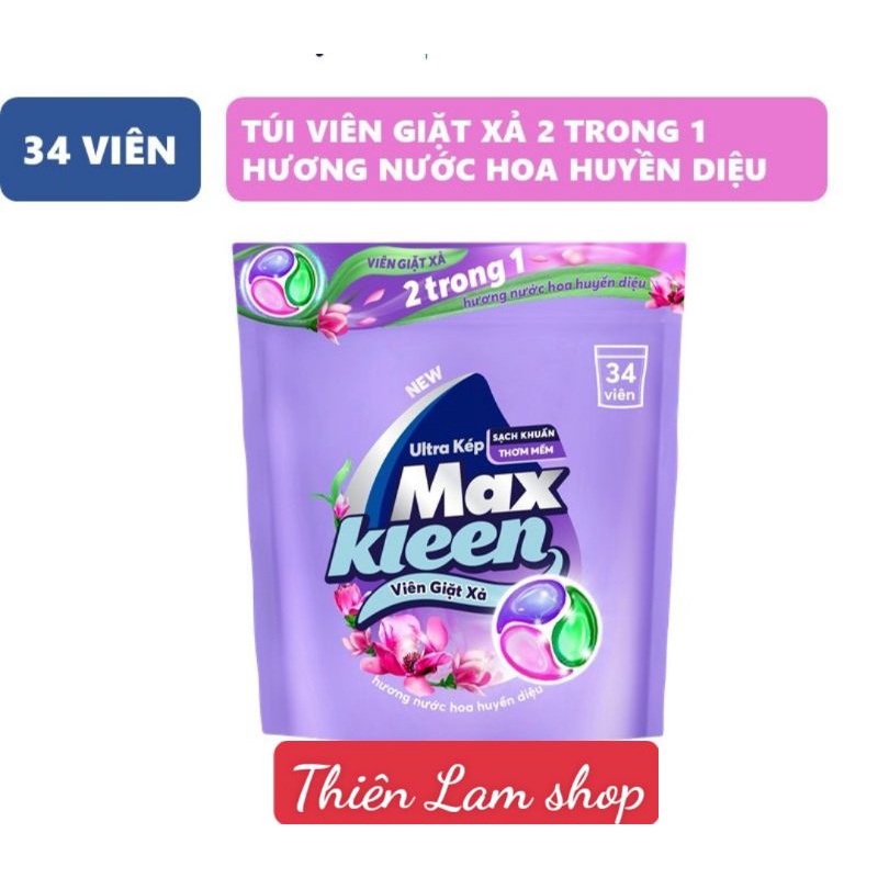 Viên Giặt Xả 2 Trong 1 Maxkleen - Túi 34 Viên