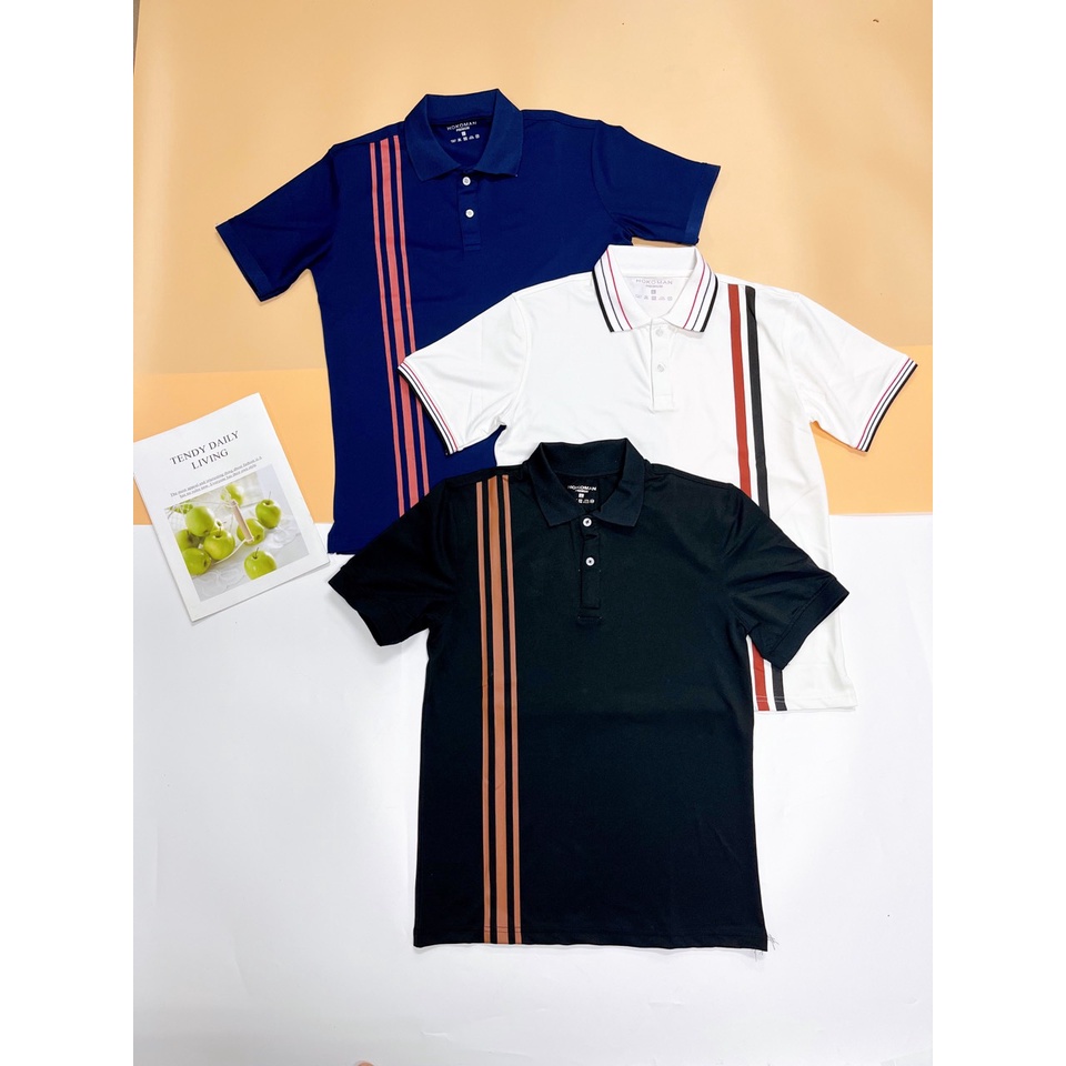 ÁO THUN CỔ TRỤ NAM - ÁO POLO TRƠN PHỐI KẺ SỌC THANH LỊCH, NAM TÍNH