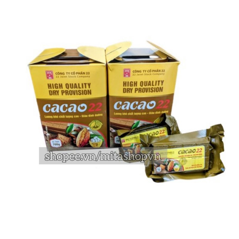 Lương Khô Cacao - 1 Hộp 700gr - Lương Khô Quân Đội - Hương vị Cacao, bổ sung chất xơ