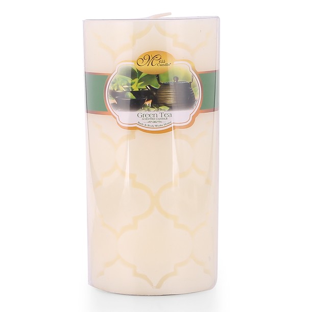 Nến thơm décor quả trám D7H15 Miss Candle NQM5012 7 x 15 cm (Vàng nhạt, hương trà xanh)