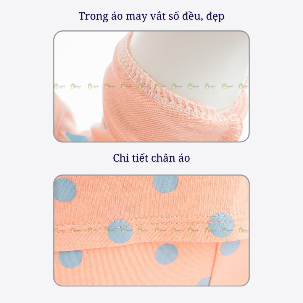 Bộ Dài Tay Cho Bé Gái, Bé Trai Minky Mom Vải Thun Lạnh Hoạ Tiết Chấm Bi, Bộ Quần Áo Trẻ Em Thu Đông MKMTD2138