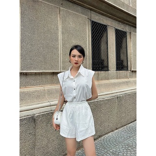 SET ÁO SƠ MI SÁT NÁCH PHỐI NÚT+ QUẦN SHORT
