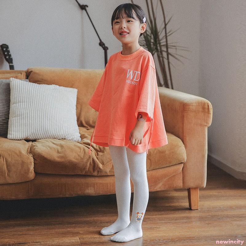 Quần tất cotton dáng ôm giữ ấm in hình hoạt hình Hàn Quốc cho bé gái mùa thu đông