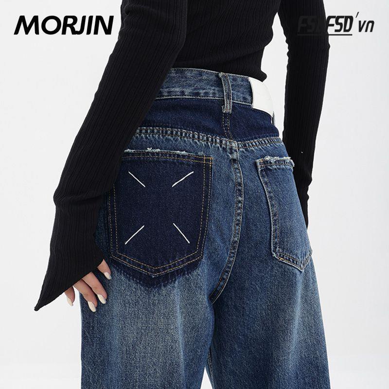 Quần Jean Nữ Lưng Cao Ống Rộng Phong Cách Retro Mỹ