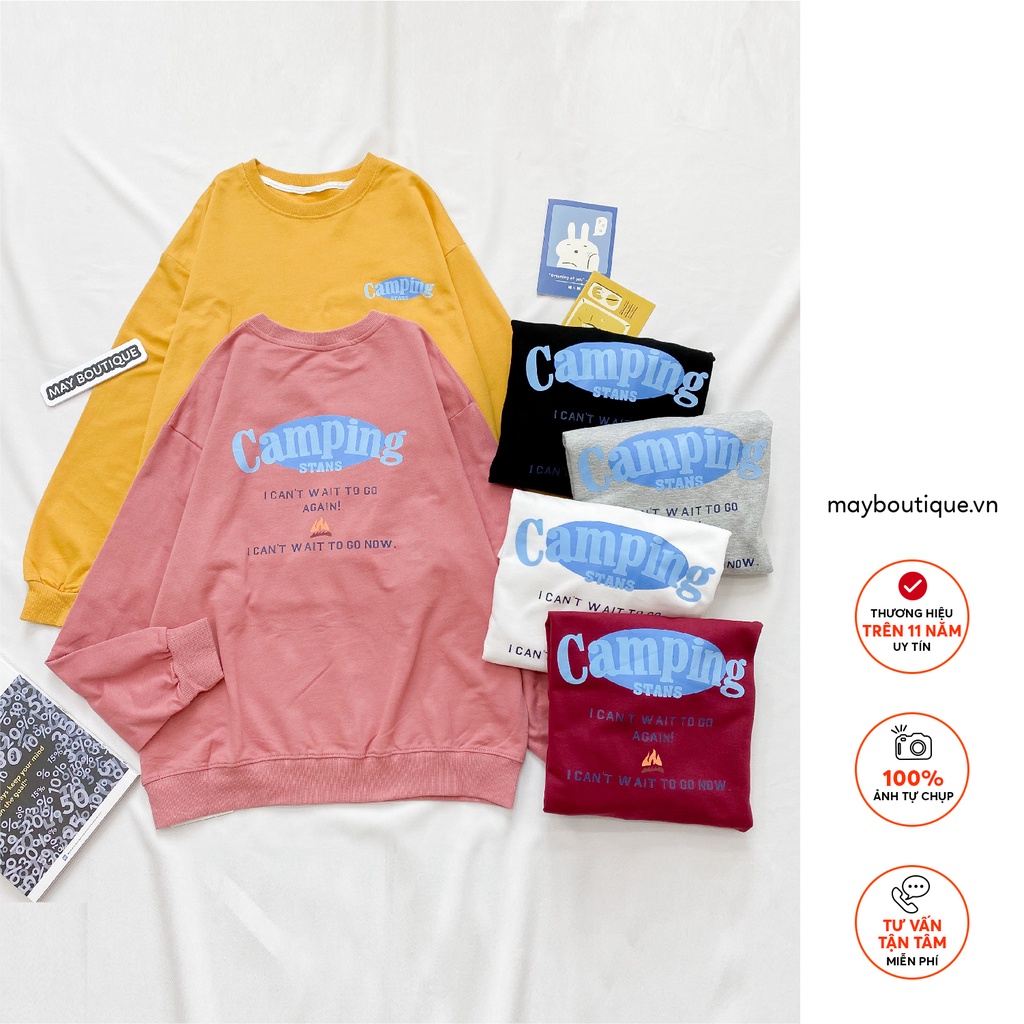 [HÀNG CÓ SẴN] Áo nỉ dào tay May Boutique áo nỉ oversized in hình Camping ABS21A_109.022
