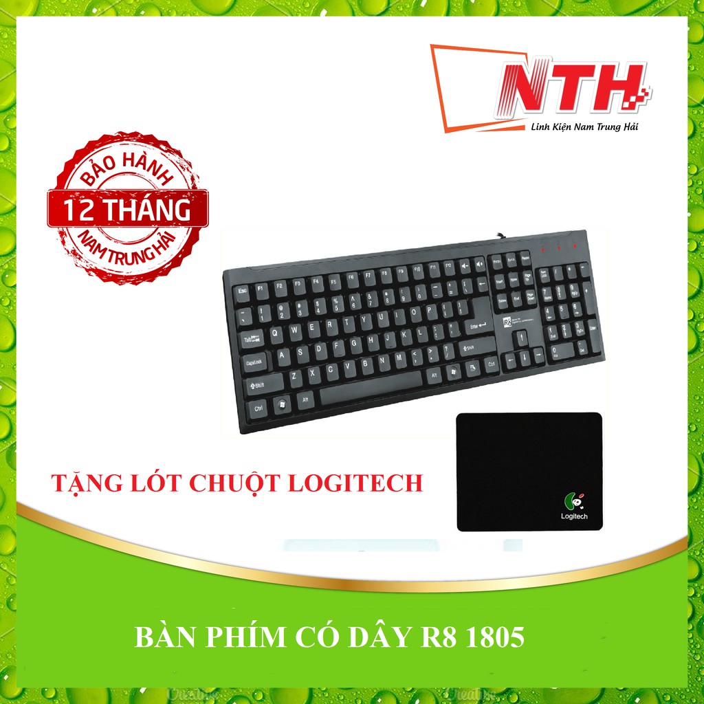 [TẶNG LÓTCHUỘT] Bàn phím máy tính R8 1805