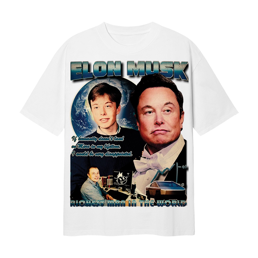 BLANK | Áo Thun ELON Tay Lỡ Unisex - Đen/Trắng Cổ Tròn