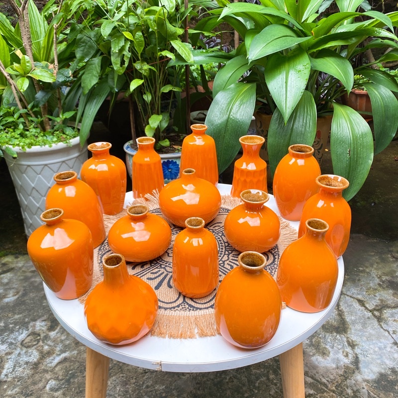 Set Lọ Hoa Mini Gốm Sứ Bát Tràng Màu Sắc 8-14cm - Lọ Hoa Decor