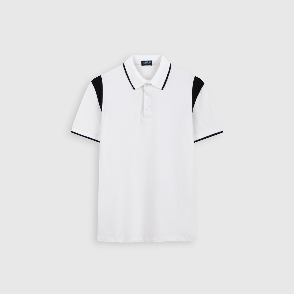 Áo thun POLO nam SEELU vải cá sấu Cotton, chống nhăn, thoáng mát - 1 sọc vai