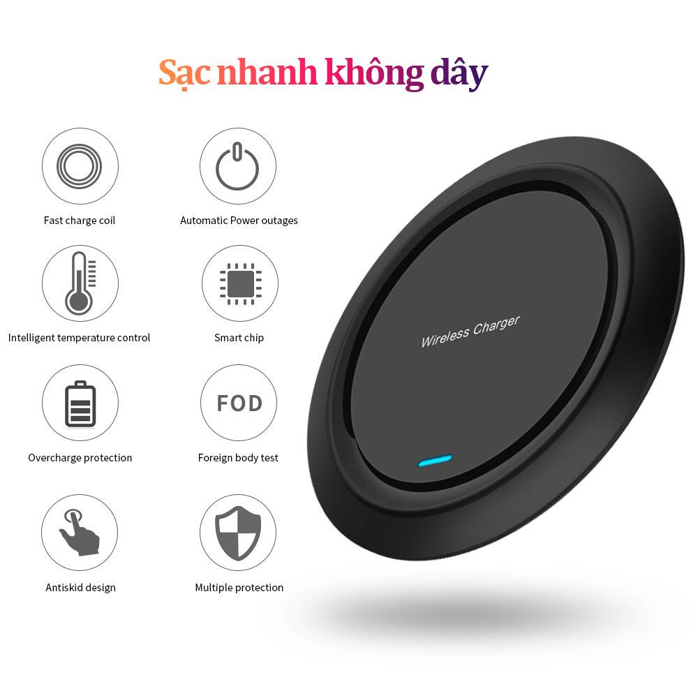 Bộ sạc không dây Qi Bộ sạc không dây nhanh Android cho tất cả điện thoại 5W 10W