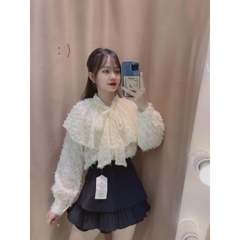 [Mã WASKT410K giảm 10K đơn 50K] Áo sơ mi lông cổ bèo nơ / 95k | BigBuy360 - bigbuy360.vn