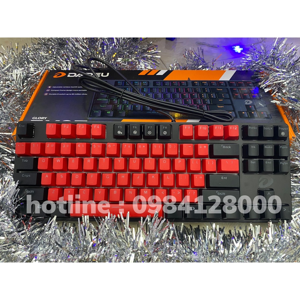 [Mã 44ELSALE2 giảm 7% đơn 300K] Bàn phím cơ Dareu EK87- Đèn led raibown - Mix keycap - Bảo hành 24 tháng - Lỗi 1 đổi 1