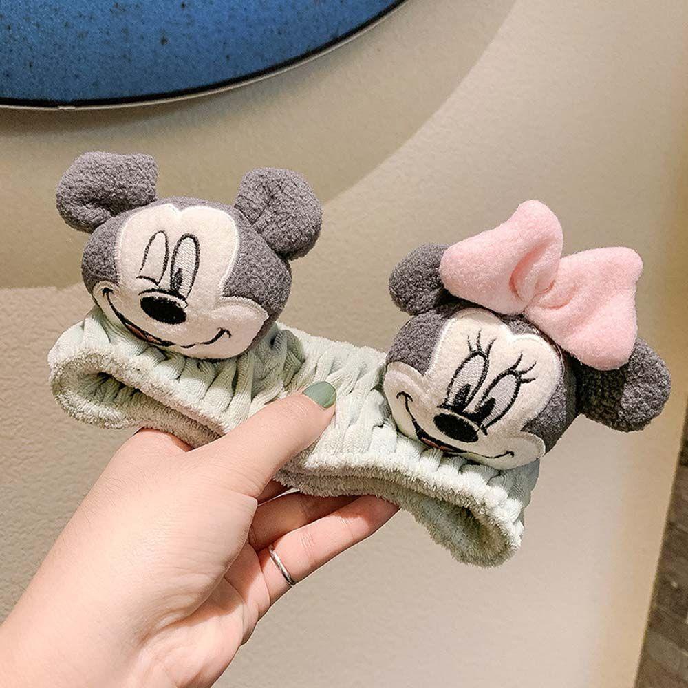 Băng Đô Cài Tóc Rửa Mặt / Rửa Mặt Bằng Vải Bông Hình Mickey Minnie Dễ Thương Cho Nữ