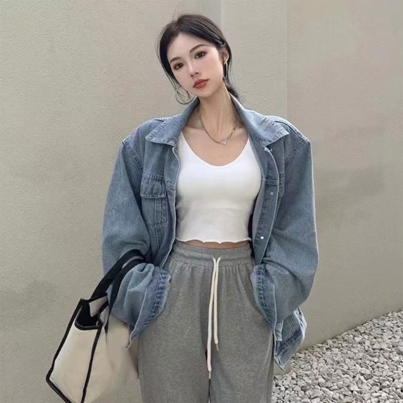 Áo Hai Dây Dệt Kim Cổ Chữ V Có Đệm Ngực Cho Nữ