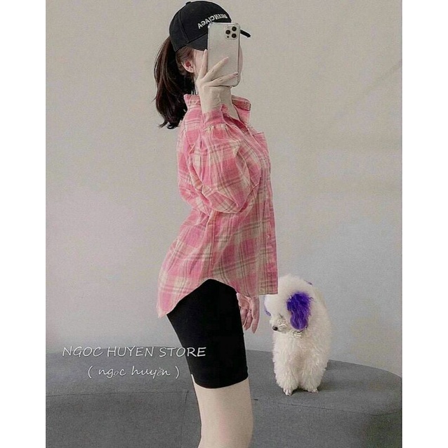 🌵Áo Sơ Mi Caro Tay Dài Form rộng kate mỏng mát cổ bẻ - Mã: 80🌵 TV-Fashion