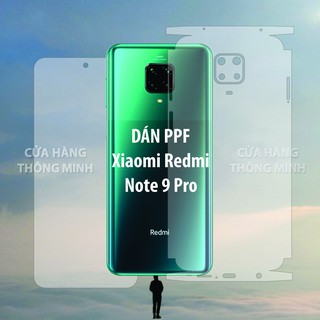 Tấm dán Xiaomi Redmi Note 9 Pro dán PPF mặt trước, dán mặt sau, dán màn hình, dán mặt lưng Full viền chuẩn