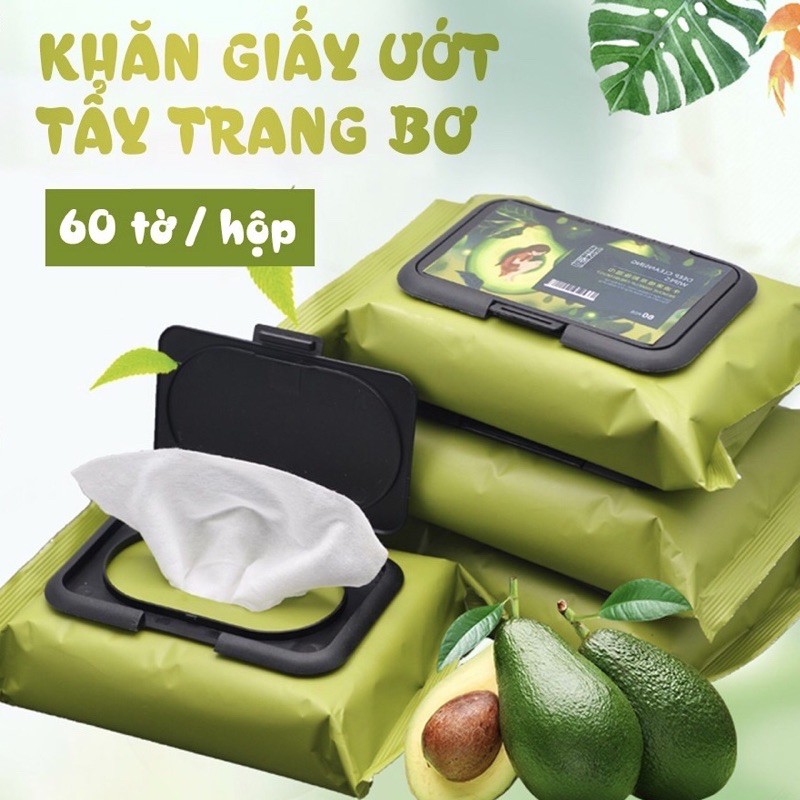 Khăn Lau Tẩy Trang Tinh Dầu Bơ 60 Miếng Chăm Sóc Da Mặt Sạch Và Khoẻ