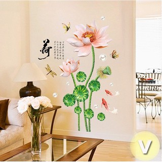 Decal dán tường Hoa sen hồng
