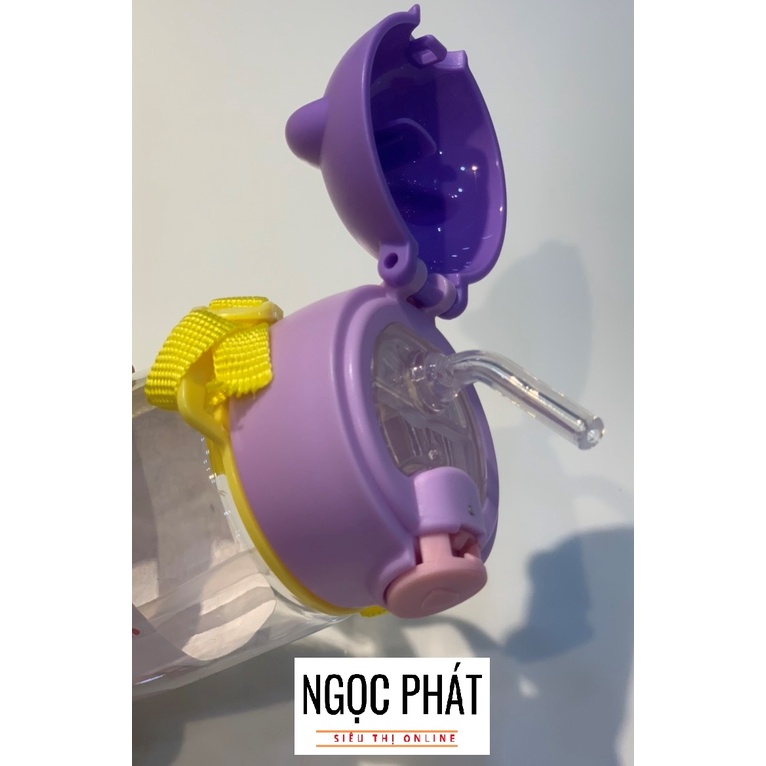 BÌNH NƯỚC HỌA TIẾT DỄ THƯƠNG CHO BÉ 550ML CÓ DÂY ĐEO