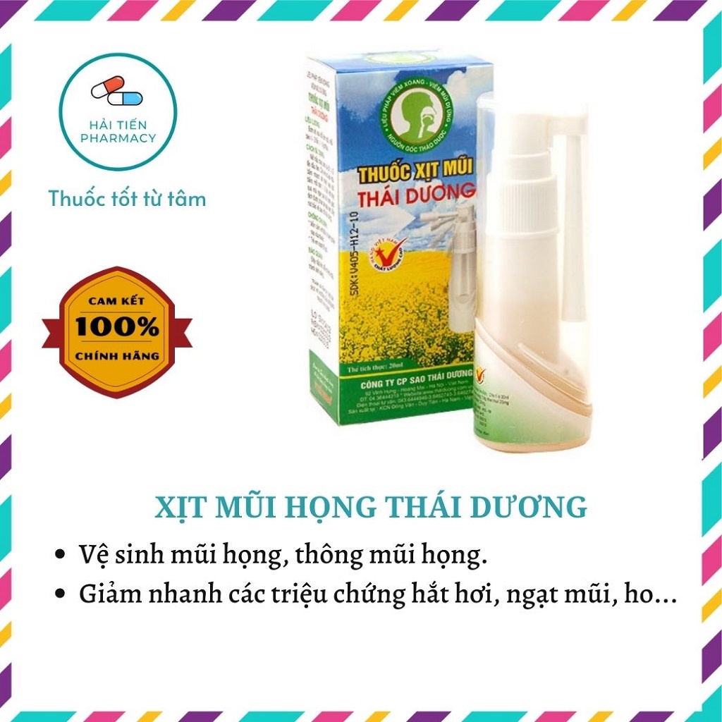 Xịt mũi họng Thái Dương nguồn gốc thảo mộc chai 20ml