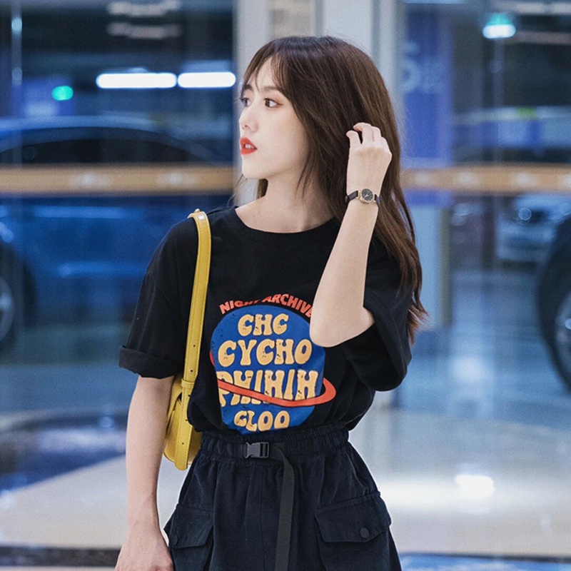 NRVP Áo Thun Cotton Tay Ngắn Cổ Tròn Màu Trơn Thời Trang Dành Cho Nữ