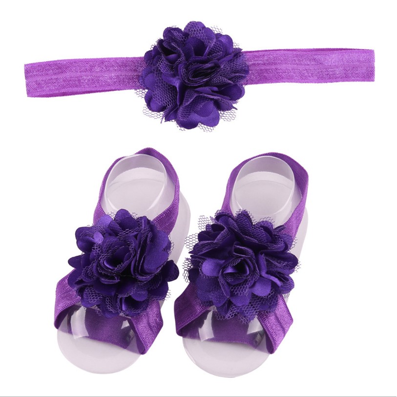 Bộ băng đô và nơ chân hình hoa nhiều màu.