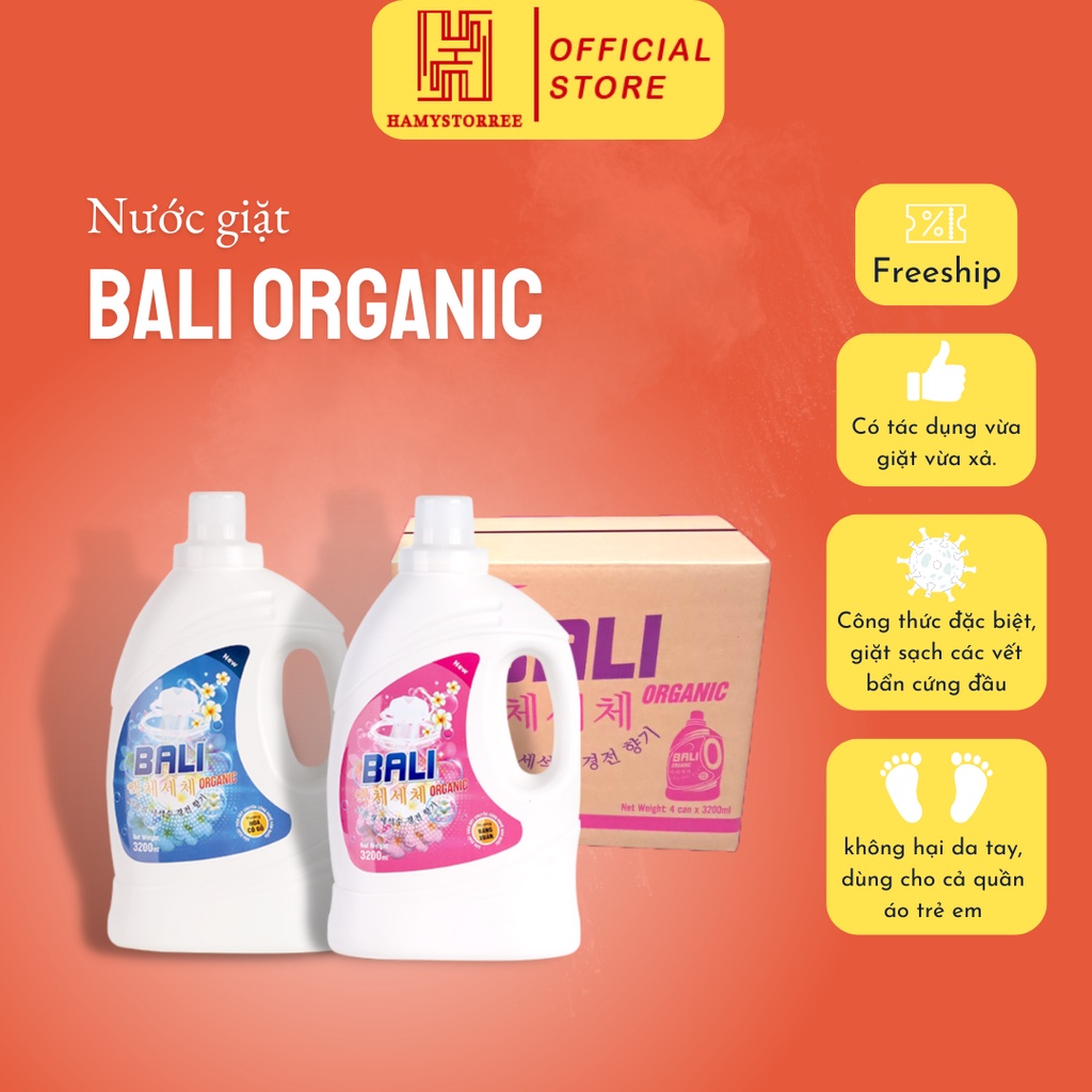 Nước Giặt Bali công nghệ Hàn Quốc 3.2 Lít (1 thùng 4 can)
