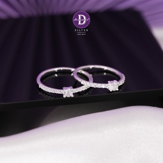 Nhẫn bạc 925 1 hàng đá trắng đính 1 viên đá trắng 3li đơn giản 2210nh ddreamer jewelry