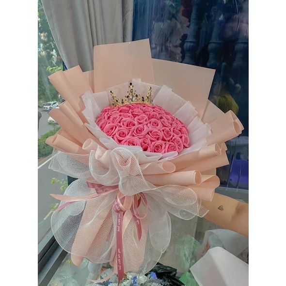 Bó hoa sáp 50 bông đủ màu siêu xinh -Tặng thiệp, giao hoả tốc nội thành trong 2h