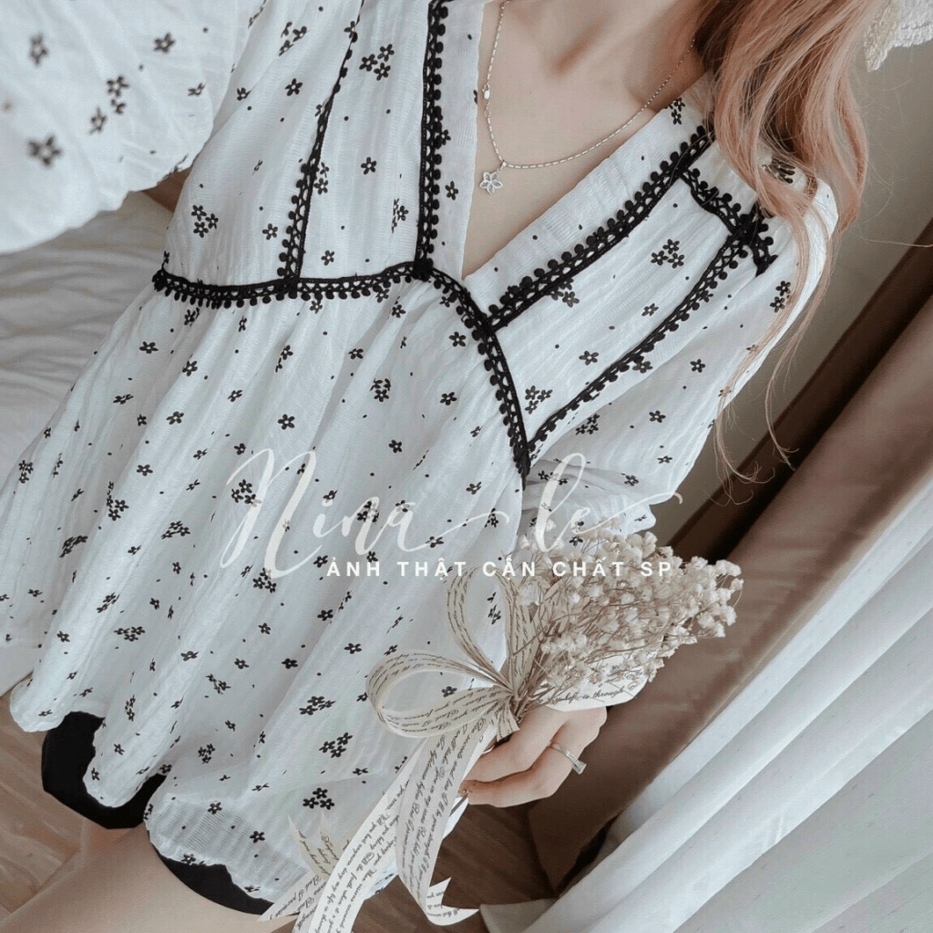(Mẫu Mới) Sét Đũi Xô Viền Ren Cố Y Siêu Xinh UP Valentina Shop