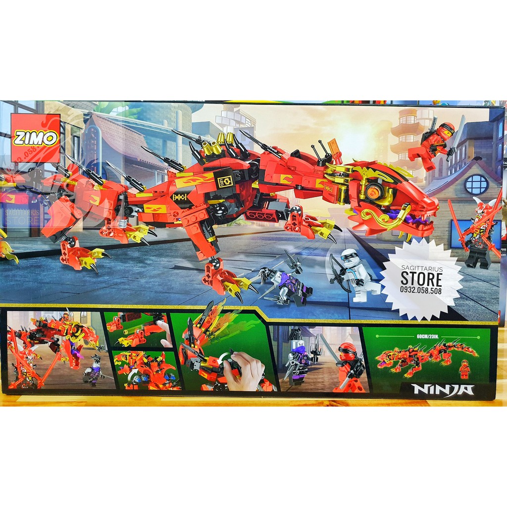 Lego Lắp Ráp Rồng NinjaGo Dài 60cm ( Đỏ - 538 Mảnh )