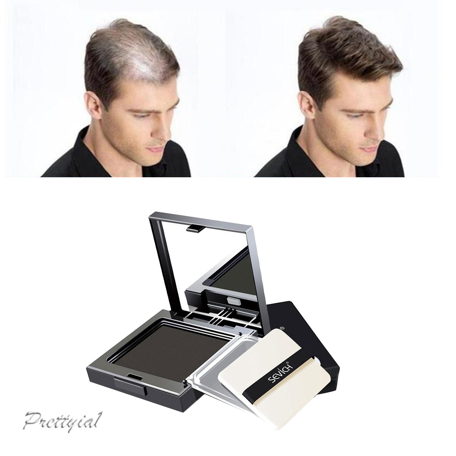 (Hàng Mới Về) Phấn Che Khuyết Điểm Tóc 3 Màu Không Thấm Nước 12g Kèm Mút Trang Điểm