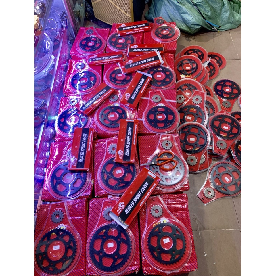 Nhông sên dĩa NSD redleo gắn ex150, winner, sirius, wave, ex135, raider, satria, drem...full bộ