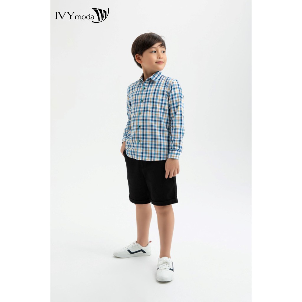 Áo sơ mi kẻ cổ đức bé trai IVY moda MS 17K1157